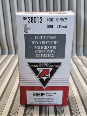 Eberhard Faber 38012 Felt Tip Pen Fine Point Markers Red, 12 Pieces
